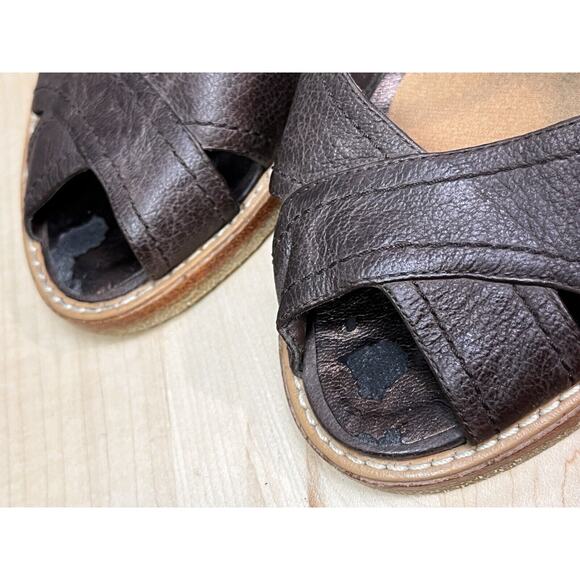 Nine West Wedge Heel Womens‎ 10M Brown Grommet Brown Leather Open Toe - Picture 5 of 12